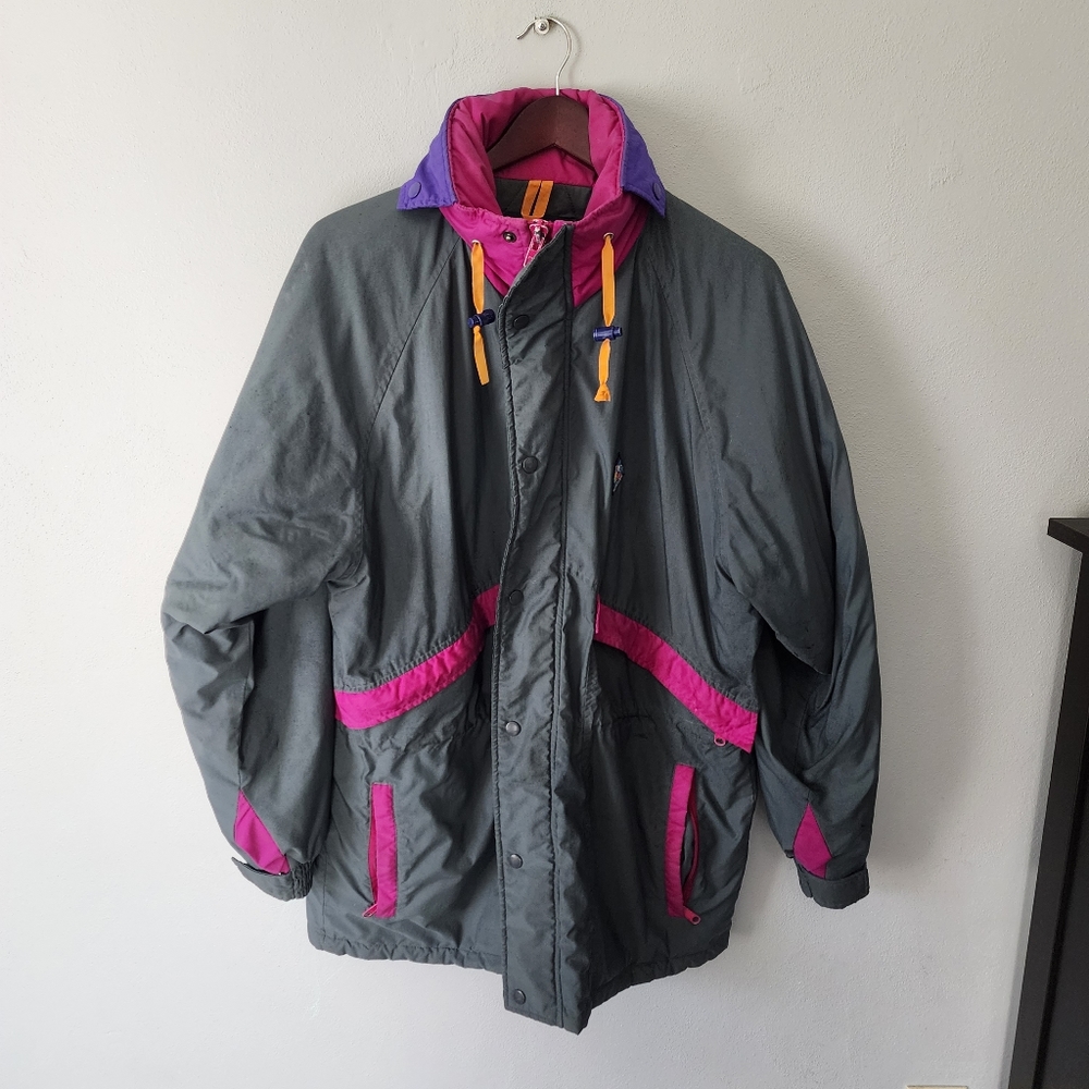 Vintage woolrich sigmet gear colorful grey pink purple ski jacket men's size XL
